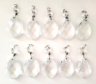 10 Vintage Teardrop Pear Crystal Chandelier Faceted Clear Prisms 2 
