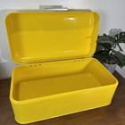 Retro Yellow Metal Bread Box Kitchen Storage Container Bin Hinged Lid Vented