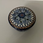 Unikat Polish Pottery Handmade Ceramic Lidded Jar Blue Floral 4in 53-1