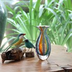 Murano Style Glass Vase Hand Blown Colored Canes Boho Effect Home Decor
