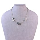 Sterling Silver Womens Necklace   Earrings Set Stylized Cats Green Stone Inlays