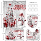 4 Pcs Merry Christmas Bathroom Shower Curtain Set With Rugs  Snowman White