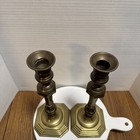 Vintage Pair Of Tall Solid Brass Candlestick Holder 11     Tall 4 5    Wide-base