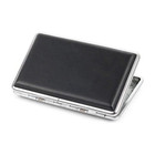 New Plain Black Leather Metal Cigarette Case Holds 14 Cigarettes For 100 s Ci   