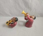 Vtg Jazz Musician Ceramic Salt pepper Shakers Sax Trumpet Players Band Music