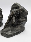 Antique Art Deco Bronze Clad Figura Climbing Nude Man Bookends 1920 s Pair