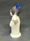 Antique Spanish Lady Black Hair W Blue Comb Porcelain Pin Cushion Half Doll Bl