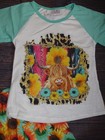 New Boutique Cow Sunflower Bell Bottoms Girls Outfit Set
