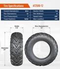 Set 4 25x8-12 25x10-12 Atv Utv Mud Tires 25x8x12 25x10x12 6pr Tubeless Replace