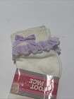 Women s Vtg Socks Low Cut  Foot Face Acrylic Blend Terry Size 9-11 Purple Bow