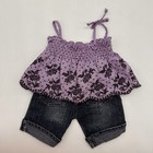 Build A Bear Purple Flower Floral Embroidered Top Denim Cuff Jeans Teddy Outfit