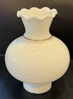 Vintage Milk Glass Hurricane Lamp Shade Wild Rose Floral Ruffled Edge Gold Trim