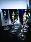 Czech Bohemia Crystal  Champagne Glasses 150 Ml Decorated Gold And Enamel 6pcs
