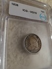 1836 Capped Bust Dime  Icg Vg-10  Contrasted Details And Toning