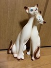 Vintage Siamese Cat Figurine Pair Tall  Mid Century Ceramic Japan