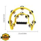 Yellow Half Moon Tambourine Metal Jingles Handheld Percussion