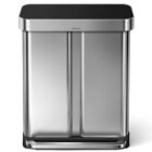 Simplehuman 58l Dual Compartment Step Trash Can With Lid     Hands-free Recycling