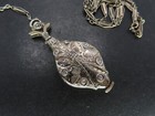 Antique 14k W Gold   Diamond Gruen Pendant Watch W  10k Chain  23   16 5g