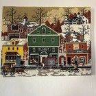 Vintage 1984 Main Street Storefront Needlepoint Handmade Cross Stitch Completed
