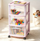 Rolling Plastic Drawer Tower With 3 Storage Bins For Home Organization