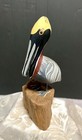 Carved Wood Hand Painted Pelican Sea Bird Decoy  7   height