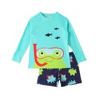 Toddler Swimsuit Boy 2-piece Rash Guard Bathing Suit Upf 50  3-4t Frog A