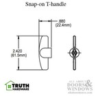 11573 Snap On T-shape Window Crank Handle  11 32 Spline - Beige