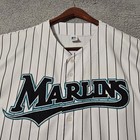 Vintage 90s Russell Athletic Florida Marlins White Pinestripe Mlb Jersey Size Xl