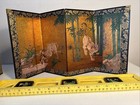 Vintage 60 -70 s Miniature Japanese Byobu Folding Screen 18  X 10 