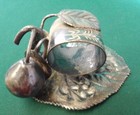 Antique Victorian Figural Napkin Ring  Branch With Leaves And Pear