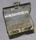 Antique Miniature Tole Hand Painted Box Jewelry Tin Trinket 19th C  Red Green