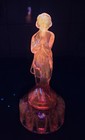 Vintage Selenium Cadmium Cambridge Draped Lady Depression Glass Flower Frog Read