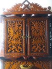 Fine Vtg Art Deco Arts Crafts Wood Fretwork Hanging Cabinet W Drawer Great Piece