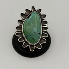 Vintage Navajo Sterling Silver Turquoise Women   s Knuckle Ring Size 7 75 Signed
