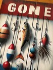 Gone Fishing Lures Sign Country Cabin Lodge Fisherman Man Cave Home Decor New