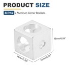 Silver Aluminum Extrusion Profile Connector 1515 Series Corner Brackets  8pcs