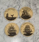 Barlow Scrimshaw Coaster Set Of 4  Cork Back Maritime 