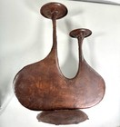 Vintage Brutalist Candle Holder Hammered Copper Abstract Mid-century Modern