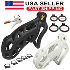    us Shipping    Male Chastity Cage Lock Device W 4 Rings Device 5 Sizes Top