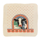 Vintage Cannon For B d Kitchen Dish Towel 11 x11 5  Country Cow W  Bow   Hearts