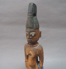Good Old West African Tribal Art Nigerian Yoruba Ibeji Doll Metal Eye   Beads