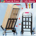 Hand Truck 2 In 1 Folding Dolly Cart 240 Lbs Capacity Heavy Duty 6 Wheels   Rope