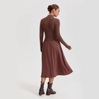 Women s Long Sleeve Twofer Midi A-line Dress - A New Day Brown