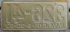 West Virginia 1953 General Mills Wheaties Post Cereal License Plate   326 - 41