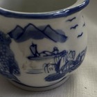Vintage Chinese Blue   White Scalloped Porcelain Planter Pot - Scenic View