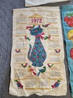 Lot Of 5 Vintage Fabric Wall Calendars 1972 - 1976