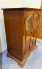 Antique Oak  Pipe Smokers Cabinet W  Beveled Glass Doors - England