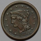 1853 Braided Hair Liberty Head Large Cent - Us 1c Copper Coin