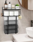 Wall Mounted Towel Rack For Bathroom - Bath Storage Holder Set Above Toilet     