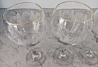 New  4 Crystal Wine Glasses goblets W  Snowy Winter Scene   Gold Rim Christmas